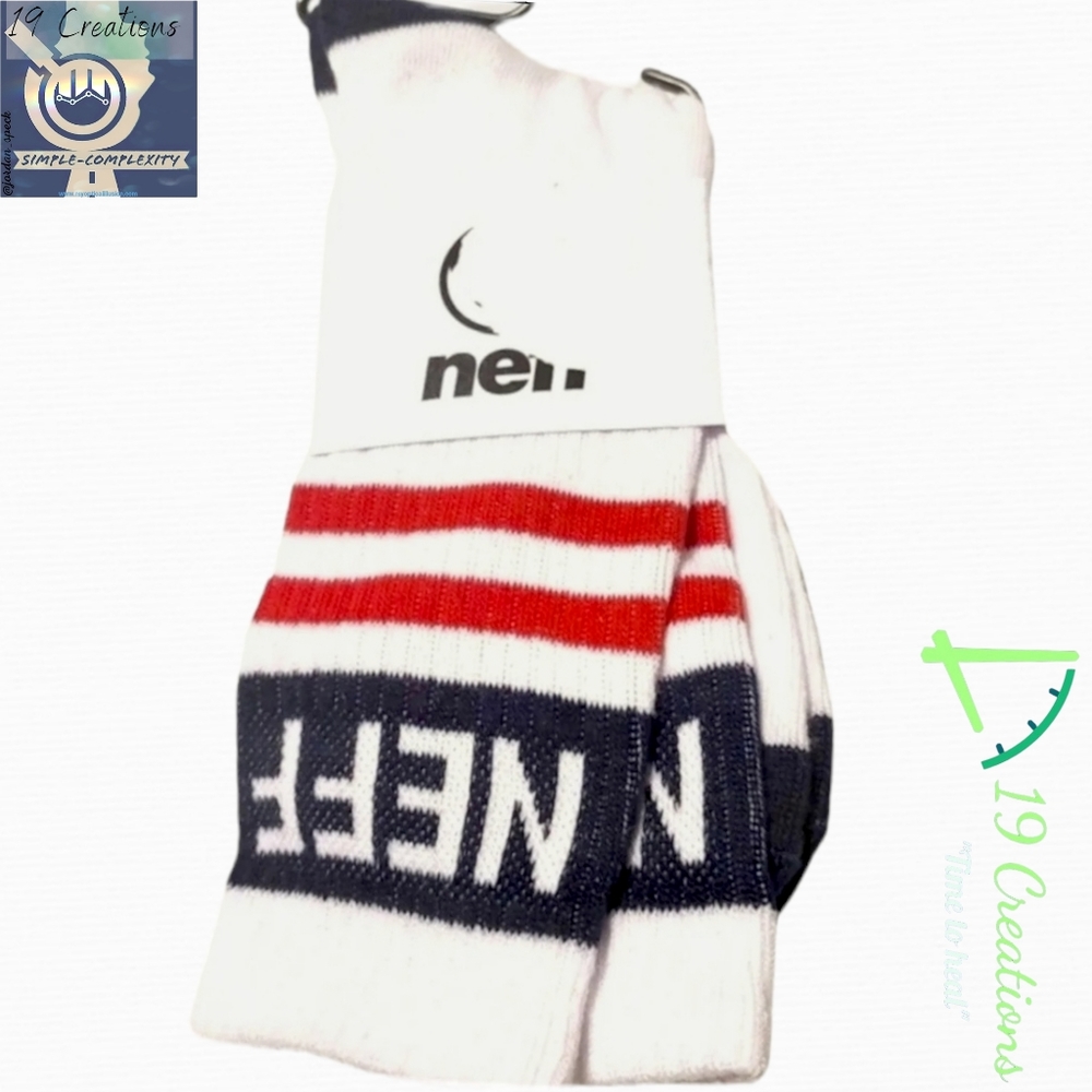 (NWT) NEFF Crew height socks Blue/Red/Wht Size- Large - Picture 2 of 3